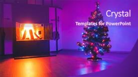  Presentation with christmas lights - Cool new theme with christmas tree with lights garland and fireplace backdrop and a violet colored foreground