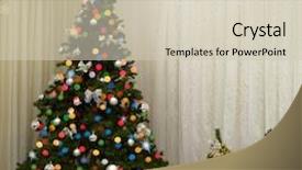  Presentation with christmas lights - PPT layouts enhanced with christmas-tree with lights background and a soft green colored foreground