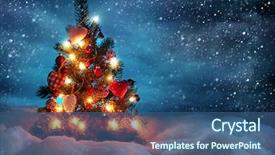  Presentation with christmas lights - Colorful theme enhanced with christmas tree with lights backdrop and a ocean colored foreground