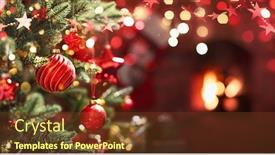  Presentation with winter - Amazing presentation having christmas tree with red balls and stars winter holiday background backdrop and a tawny brown colored foreground