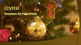  Presentation with silver christmas - PPT theme enhanced with christmas-tree-with-silver-bauble background and a tawny brown colored foreground
