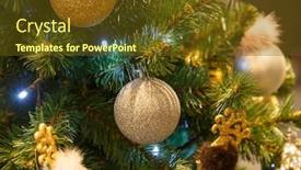  Presentation with silver christmas - Presentation design consisting of christmas-tree-with-silver-bauble background and a tawny brown colored foreground