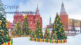  Presentation with russia - Colorful slides enhanced with christmas-trees-near-kremlin backdrop and a light blue colored foreground