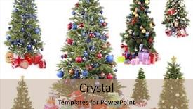  Presentation with gifts - Presentation theme featuring christmas trees with gifts collage background and a coral colored foreground