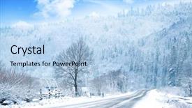  Presentation with landscape - Presentation design consisting of christmas truck - beautiful winter landscape in countryside background and a  colored foreground