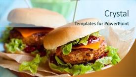  Presentation with burger - PPT theme enhanced with christmas turkey burgers with cranberry background and a sky blue colored foreground
