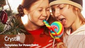  Presentation with lolly - Slide deck consisting of christmas two funny girls with lolly-pop background and a crimson colored foreground