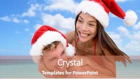 Presentation with christmas bikini - Colorful slide deck enhanced with christmas vacation beach couple banner backdrop and a coral colored foreground