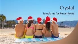  Presentation with christmas holidays - Cool new slides with christmas vacation holidays and people backdrop and a light blue colored foreground