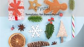  Presentation with pastel color - PPT theme with christmas various decorations on pastel color background top-down view background and a coral colored foreground