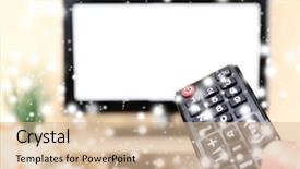  Presentation with controller - Slide deck with christmas video background - watching tv and using remote background and a soft green colored foreground