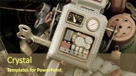  Presentation with think outside the box graphics - PPT theme with christmas vintage - box of toys background and a tawny brown colored foreground