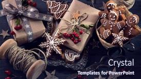  Presentation with vintage christmas - Presentation theme with christmas vintage gifts on a wooden background background and a wine colored foreground