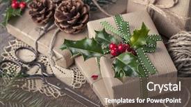  Presentation with christmas presents - Cool new PPT theme with christmas vintage presents backdrop and a violet colored foreground