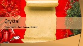  Presentation with scroll - PPT theme featuring christmas vintage scroll on red background and a yellow colored foreground