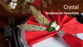  Presentation with napkin - Slides with christmas wedding - festive red decorated napkin background and a wine colored foreground