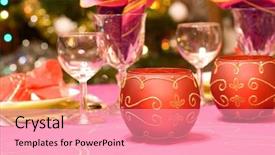  Presentation with luxury awards ceremony - Colorful PPT theme enhanced with christmas wedding - luxury table set backdrop and a coral colored foreground