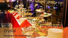  Presentation with appetizer - Beautiful PPT layouts featuring christmas wedding - tasty appetizer backdrop and a gold colored foreground