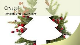  Presentation with christmas holly - Slide set enhanced with christmas-white-fir-tree-shaped background and a soft green colored foreground