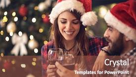  Presentation with new year - Audience pleasing presentation theme consisting of christmas wine - young couple toasts in new backdrop and a red colored foreground