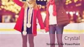  Presentation with rink - Amazing slide set having christmas-winter-and-leisure-concept backdrop and a coral colored foreground