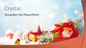  Presentation with snow tree - Cool new presentation theme with christmas winter background with gift backdrop and a sky blue colored foreground