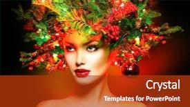  Presentation with christmas girl - Beautiful presentation featuring christmas tree hairstyle decorated backdrop and a crimson colored foreground