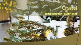  Presentation with green lights - Beautiful slide deck featuring christmas-winter-green-tree backdrop and a tawny brown colored foreground