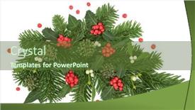  Presentation with christmas holly - Slide deck having christmas-winter-greenery-decoration and a tawny brown colored foreground
