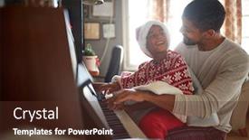  Presentation with christmas play - Colorful slides enhanced with christmas-winter-holidays-new-year backdrop and a tawny brown colored foreground