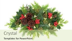  Presentation with leaves flat lay - Slide set enhanced with christmas-winter-new-year-decorative background and a soft green colored foreground