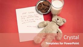  Presentation with lonely - Presentation design with christmas wish letter from lonely child and teddy bear with milk and cookies for santa background and a coral colored foreground