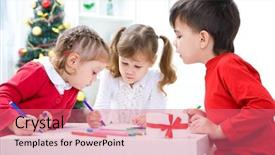  Presentation with letter - Colorful slide deck enhanced with christmas wish list - small children are sitting backdrop and a coral colored foreground