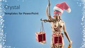  Presentation with christmas presents - Slide deck enhanced with christmas with justitia as santa background and a light blue colored foreground
