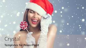  Presentation with christmas candy - Slide deck enhanced with christmas-woman-beauty-model-girl background and a soft green colored foreground