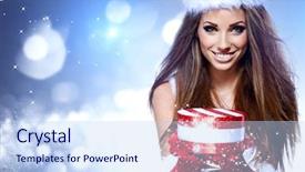  Presentation with boxing woman and a tawny - Cool new PPT theme with christmas woman with gifts box backdrop and a sky blue colored foreground