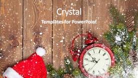  Presentation with snow tree - Cool new slide deck with christmas wooden background with clock backdrop and a  colored foreground
