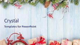  Presentation with snow tree - Slides enhanced with christmas wooden background with snow background and a sky blue colored foreground