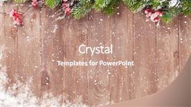  Presentation with fir tree - PPT theme featuring christmas wooden background with snow background and a coral colored foreground