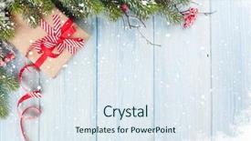  Presentation with white snow - Slide deck enhanced with christmas wooden background with snow background and a sky blue colored foreground