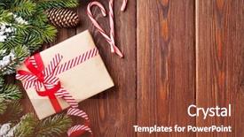  Presentation with snow tree - Audience pleasing slide deck consisting of christmas wooden background with snow backdrop and a tawny brown colored foreground