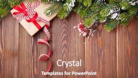  Presentation with snow tree - Slide set having christmas wooden background with snow background and a  colored foreground