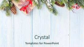  Presentation with snow tree - Presentation theme consisting of christmas wooden background with snow background and a sky blue colored foreground