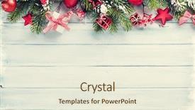  Presentation with snow tree - Theme enhanced with christmas-wooden-background-with-snow background and a sky blue colored foreground