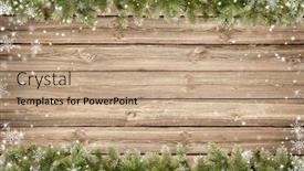  Presentation with snow tree - Colorful slide deck enhanced with christmas wooden background with snow fir tree branches backdrop and a coral colored foreground