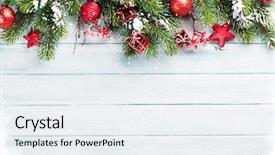  Presentation with snow tree - PPT theme enhanced with christmas wooden background with snow background and a sky blue colored foreground