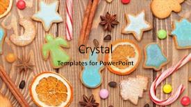  Presentation with christmas candy - Beautiful slide set featuring christmas wooden background with spices backdrop and a coral colored foreground