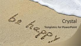  Presentation with designs - Beautiful presentation theme featuring christmas word - be happy handwritten in sand backdrop and a coral colored foreground