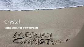  Presentation with laguna beach - Theme with christmas-words-in-beach-sand background and a gray colored foreground