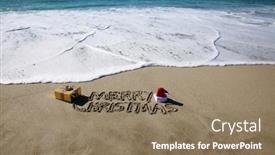  Presentation with laguna beach - Slides enhanced with christmas-words-in-beach-sand background and a coral colored foreground